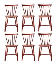 Billede af FDB Møbler J46 Poul M. Volther Stol SH: 45 cm Sæt af 6 stk - Rød