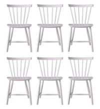 Billede af FDB Møbler J46 Poul M. Volther Stol SH: 45 cm Sæt af 6 stk - Violet Hair/Malet Bøg