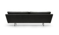 Billede af Mogens Hansen MH GRASP L Sofa L: 223 cm - Sort Baltique Luksuslæder/Runde ben i Børstet Stål