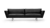 Billede af Mogens Hansen MH GRASP XL Sofa  L: 243 cm - Sort Baltique Luksuslæder/Runde Ben i Børstet Stål