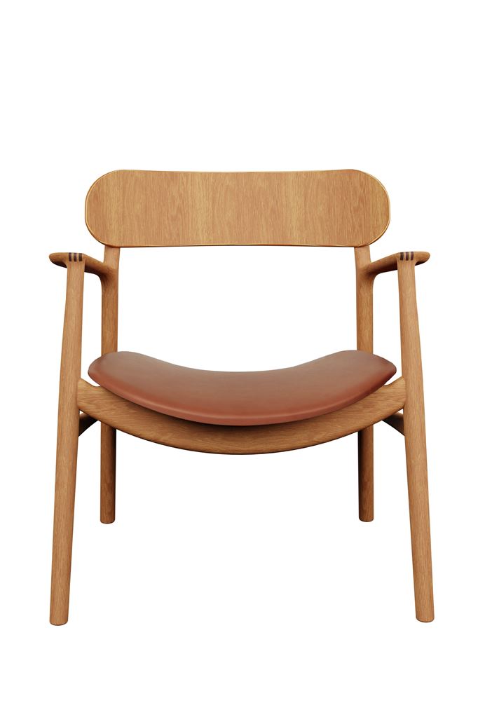 Billede af Bent Hansen Asger Loungestol M. Polstring H: 77,5 cm - Olieret Eg/ Zenso2 223 Cognac Læder