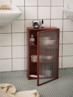 Billede af Ferm Living Haze Wall Cabinet 60x35 cm - Reeded Glass/Oxide Red