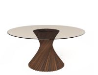 Billede af VIA Copenhagen Hyperbel Sofabord Ø: 100 cm - Smoked Oak/Clear Glass