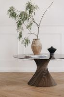 Billede af VIA Copenhagen Hyperbel Sofabord Ø: 100 cm - Smoked Oak/Clear Glass