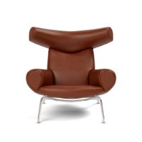 Billede af Fredericia Furniture Wegner Ox Chair  - Læder Cera 905 Russet Brown/Børstet Rustfrit Stål