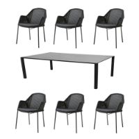 Billede af Cane-line Outdoor Bord inkl. 6 stole - Concrete Grey/Black