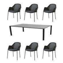 Billede af Cane-line Outdoor Bord inkl. 6 stole - Concrete Grey/Black