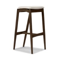 Billede af Sibast Furniture No 7 Barstol Høj H: 75 cm - Eg Mørk Olie/Lysegrå Læder 