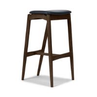 Billede af Sibast Furniture No 7 Barstol Lav H: 65 cm - Eg Mørk Olie/Sort Læder 