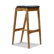 Billede af Sibast Furniture No 7 Barstol Lav H: 65 cm - Eg Natur Olie/Sort Læder 