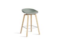 Billede af HAY AAS 32 Barstol Low SH: 65 cm - Soaped Oak Veneer/Fall Green/Footrest Stainless Steel