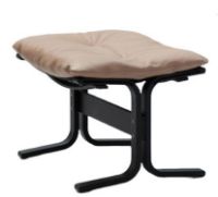 Billede af LK Hjelle Siesta Classic Fodskammel H: 45 cm - Black/Hemsen Anilin Sand