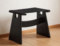 Billede af Fredericia Furniture Seto Stool SH: 43 cm - Sort Canvas/Eg Sort Lak