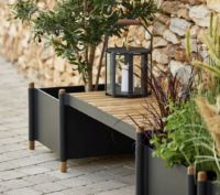 Billede af Cane-line Outdoor Sticks Plantekasse H: 38 cm - Lava Grey/Teak