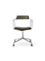 Billede af Vipp 452 Swivel Stol m. Hjul - Aluminium/Bosco Green Leather