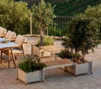 Billede af Cane-line Outdoor Sticks Bænk inkl. 2 plantekasser B: 215 cm - Teak/Sand 