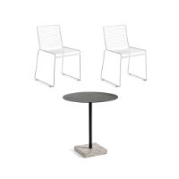 Billede af HAY Hee Dining Chairs + Terrazzo Table Havemøbelsæt - Hvid/Grå