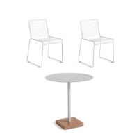 Billede af HAY Hee Dining Chairs + Terrazzo Table Havemøbelsæt - Hvid/Rød