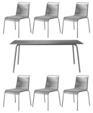 Billede af FDB Møbler M20 og M21 Teglgård Havemøbelsæt - Rustfrit Stål/Lysegrå