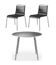 Billede af FDB Møbler M20 og M21 Teglgård Havemøbelsæt - Rustfrit Stål/Sort