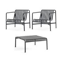 Billede af HAY Palissade Table Low + Lounge Chairs Low Havemøbelsæt - Anthracite