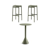 Billede af HAY Palissade Cone Table High + Bar Stool Havemøbelsæt - Olive
