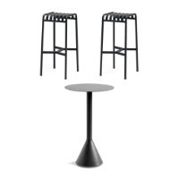 Billede af HAY Palissade Cone Table High + Bar Stool Havemøbelsæt - Anthracite 