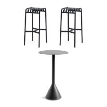 Billede af HAY Palissade Cone Table High + Bar Stool Havemøbelsæt - Anthracite 
