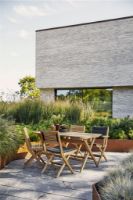 Billede af Cane-line Outdoor Flip Klapbord + Flip Foldestole Havemøbelsæt - Teak/Natural