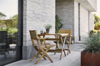 Billede af Cane-line Outdoor Flip Klapbord + Flip Foldestole Havemøbelsæt - Teak/Natural