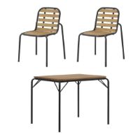 Billede af Normann Copenhagen Outdoor Vig Robinie Bord + Vig Robinie Stole Havemøbelsæt - Sort/Olieret træ