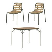 Billede af Normann Copenhagen Outdoor Vig Robinie Bord + Vig Robinie Stole Havemøbelsæt - Mørkegrøn/Olieret Træ