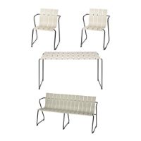 Billede af Mater Ocean Havebord 4 pers. L: 140 cm + Havestole + Bænk Havemøbelsæt - Sand