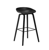 Billede af HAY AAS 32 Barstol High SH: 75 cm  - Black Lacquered Oak/Black/Footrest Black Powder Coated Steel