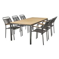 Billede af Mandalay Toscana Havebord L: 197 cm og 6 Verona Havestole - Antracit 