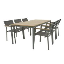 Billede af Mandalay Toscana Havebord L: 197 cm og 6 Elba Havestole - Olivengrøn 