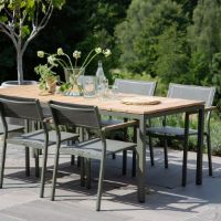 Billede af Mandalay Toscana Havebord L: 197 cm og 6 Elba Havestole - Olivengrøn 