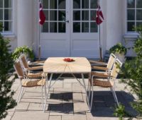 Billede af Mandalay Marguerit Havebord L: 144 cm Inkl. 4 Havestole Havemøbelsæt - Hvid/Teak 