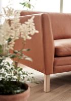 Billede af Mogens Hansen MH 2301 3-personers Sofa (2-delt) L 222 cm - Gefion Semianilin Læder/Cognac nr. 15/Sæbebehandlet Eg