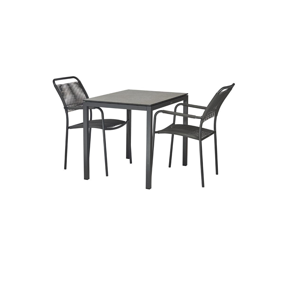 Billede af Mandalay Elba Havebord L: 65 cm og 2 Verona Havestole - Antracit 