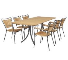 Billede af Mandalay Magnolia Havebord 197x90 cm Inkl. 6 Marguerit Havestole Havemøbelsæt - Antracit/Teak 