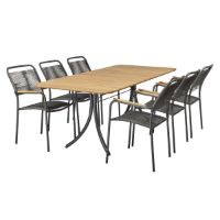 Billede af Mandalay Magnolia Havebord L: 197 cm og 6 Verona Havestole - Antracit 