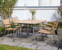 Billede af Mandalay Marguerit Bådformet Bord 144x90 cm Inkl. 4 Havestole Havemøbelsæt - Olivengrøn/Teak 