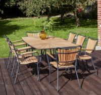 Billede af Mandalay Marguerit Bådformet Bord 200x90 cm Inkl. 8 Havestole Havemøbelsæt - Antracit/Teak 