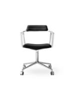 Billede af Vipp 452 Swivel Stol m. Hjul - Aluminium/Black Aniline Leather