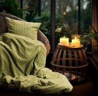 Billede af Juna Bæk&Bølge Sengetøj inkl. Pudebetræk 140x200 cm - Grøn/Soft Pink