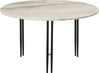 Billede af GUBI IOI Coffee Table Round Ø: 70 cm - Black Semi Matt/Brass Sphere/Rippled Beige 