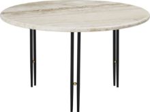Billede af GUBI IOI Coffee Table Round Ø: 70 cm - Black Semi Matt/Brass Sphere/Rippled Beige 