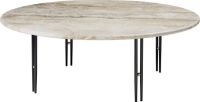 Billede af GUBI IOI Coffee Table Round Ø: 100 cm - Black Semi Matt/Brass Sphere/Rippled Beige 