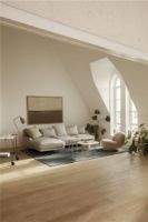 Billede af GUBI IOI Coffee Table Round Ø: 100 cm - Black Semi Matt/Brass Sphere/Rippled Beige 